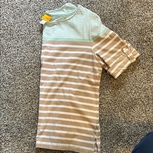 Striped Women’s Shirt in Green and Tan